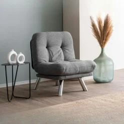 Fauteuils Convertibles|CUSCO Fauteuil convertible banquette gris chiné pieds chromés
