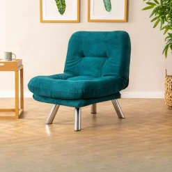 Fauteuils Convertibles|CUSCO Fauteuil convertible banquette bleu lagon pieds chromés