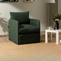 Fauteuils En Tissu|Fauteuils Convertibles|ORURO Fauteuil convertible beige lin 1 place couchage 200 cm