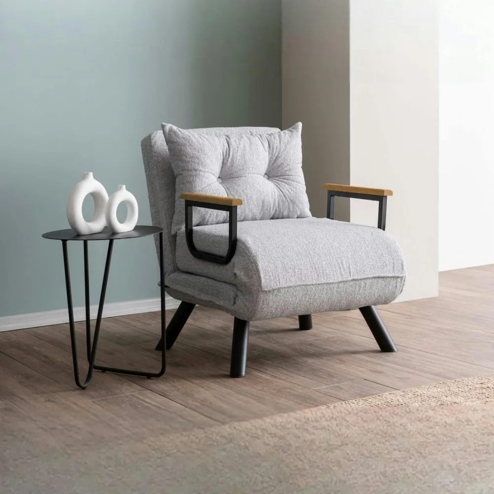 Fauteuils En Tissu|Fauteuils Convertibles|MODI Fauteuil convertible bleu - coussin assorti