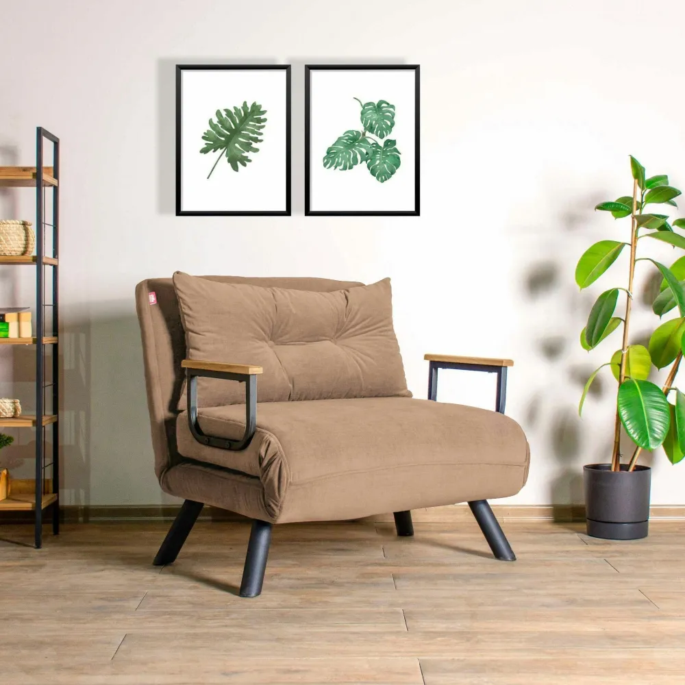 Fauteuils En Tissu|Fauteuils Convertibles|MODI Fauteuil convertible bleu - coussin assorti