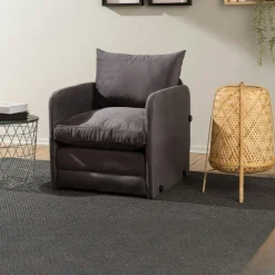 Fauteuils En Tissu|Fauteuils Convertibles|ORURO Fauteuil convertible gris velours couchage 200 cm