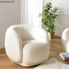 Fauteuils En Tissu|COLOMBUS Fauteuil cosy tissu bouclette écru
