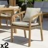 Chaises De Jardin|BAHIA Fauteuil de jardin acacia et cordage vert avec coussins (lot de 2)