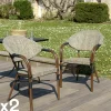 Chaises De Jardin|GIJON Fauteuil de jardin bistrot acier et tissu taupe (lot de 2)