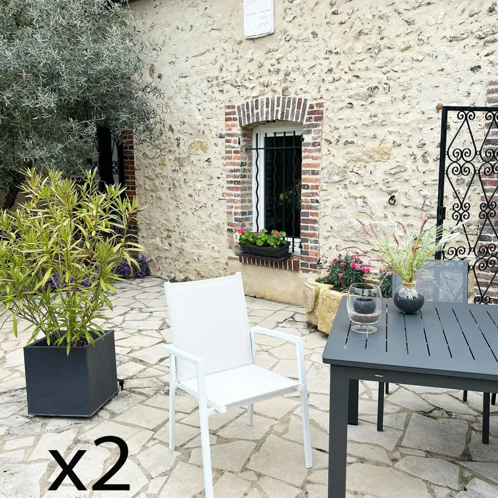 Chaises De Jardin|Meubles En Aluminium Brafab|Oslo Fauteuil de jardin blanc en aluminium (lot de 2)