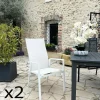 Chaises De Jardin|Meubles En Aluminium Brafab|Oslo Fauteuil de jardin en aluminium avec dossier réglable blanc (lot de 2)