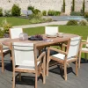 Chaises De Jardin|SUMMER Fauteuil de jardin en teck et textilène couleur ivoire (lot de 2)