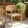 Chaises De Jardin|MANY Fauteuil de jardin teck brut (lot de 2)