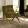 Fauteuils En Tissu|SOHO Fauteuil de salon bois et velours vert