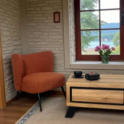 Fauteuils En Tissu|SOHO Fauteuil de salon bois et velours moutarde