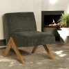 Fauteuils En Tissu|SOHO Fauteuil de salon bois et velours anthracite