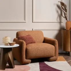 Fauteuils Vintage|Fauteuils En Tissu|MASSA Fauteuil de salon couleur rouille