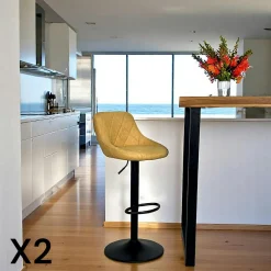 Fauteuils En Tissu|IENA Fauteuil de salon rotatif tissu côtelé camel