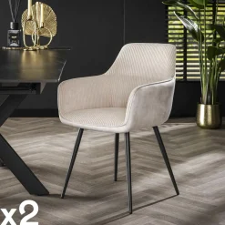Univers Déco·Design Contemporain|Meubles De Cuisine·Chaises|GALWAY Fauteuil de table beige sable bi-matière (lot de 2)