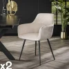 Univers Déco·Design Contemporain|Chaises Contemporaines|GALWAY Fauteuil de table blanc gris bi-matière (lot de 2)