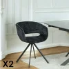 Chaises Velours|Chaises Contemporaines|FLORENCE Fauteuil de table contemporain velours noir (lot de 2)