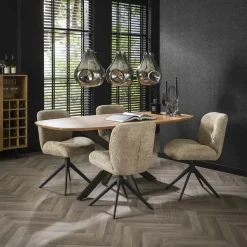 Meubles De Cuisine·Chaises|Chaises Velours|FLORENCE Fauteuil de table contemporain velours ecru (lot de 2)