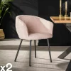 Univers Déco·Design Contemporain|Chaises Avec Accoudoirs|GALWAY Fauteuil de table en bouclette rose (lot de 2)