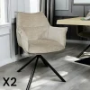 Chaises Velours|Meubles De Cuisine·Chaises|PALERME Fauteuil de table en velours taupe avec retour (lot de 2)
