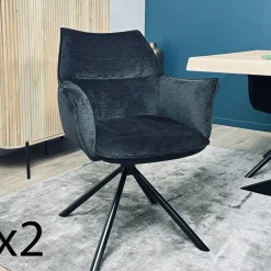 Chaises Velours|Meubles De Cuisine·Chaises|PALERME Fauteuil de table en velours taupe avec retour (lot de 2)