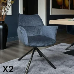 Chaises Velours|Meubles De Cuisine·Chaises|PALERME Fauteuil de table en velours taupe avec retour (lot de 2)
