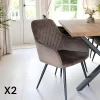Chaises Velours|Chaises Contemporaines|SAVONE Fauteuil de table en velours taupe (lot de 2)
