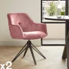 Meubles De Cuisine·Chaises|Chaises Avec Accoudoirs|Melbourne Fauteuil de table en velours rose pivotant (lot de 2)