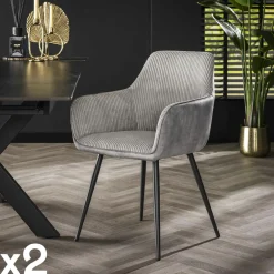 Univers Déco·Design Contemporain|Chaises Contemporaines|GALWAY Fauteuil de table gris bi-matière (lot de 2)