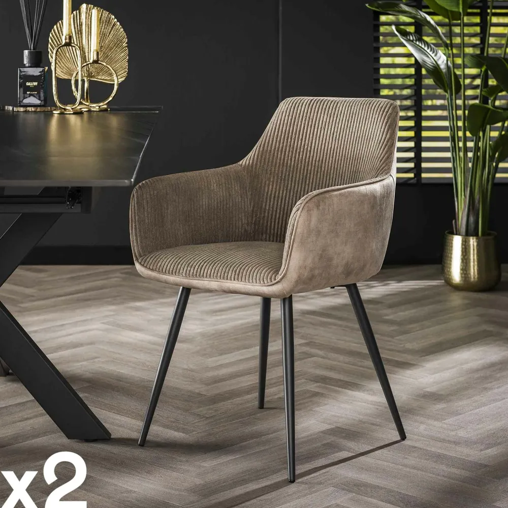 Univers Déco·Design Contemporain|Chaises Contemporaines|GALWAY Fauteuil de table gris bi-matière (lot de 2)