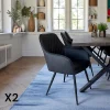 Chaises Contemporaines|Meubles De Cuisine·Chaises|SAVONE Fauteuil de table gris foncé vintage (lot de 2)