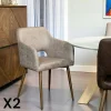 Meubles De Cuisine·Chaises|Chaises Avec Accoudoirs| Fauteuil de table gris taupe (lot de 2)