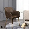 Meubles De Cuisine·Chaises|Chaises Avec Accoudoirs| Fauteuil de table marron chocolat (lot de 2)