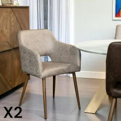 Meubles De Cuisine·Chaises|Chaises Avec Accoudoirs| Fauteuil de table marron chocolat (lot de 2)