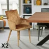 Meubles De Cuisine·Chaises|Chaises Capitonnées|HAWAI Fauteuil de table moderne en velours doré (lot de 2)