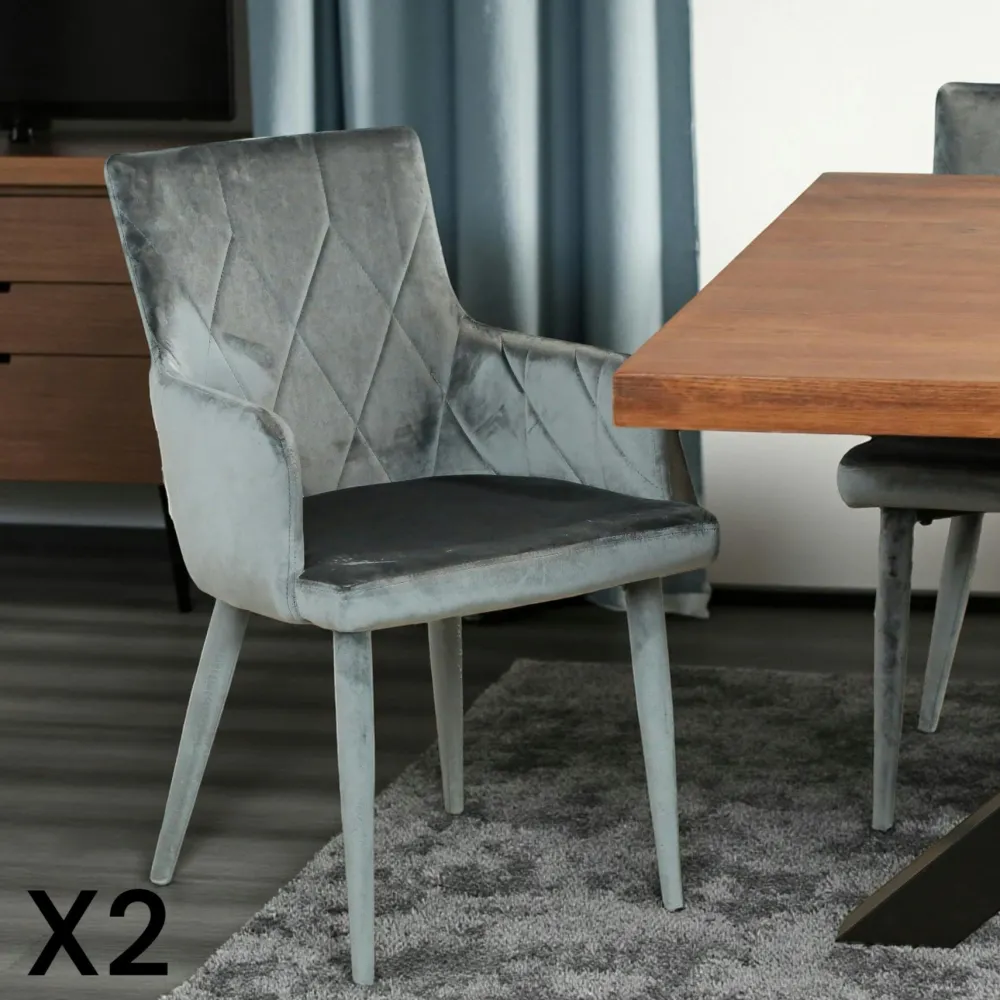 Meubles De Cuisine·Chaises|Chaises Capitonnées|HAWAI Fauteuil de table moderne en velours doré (lot de 2)