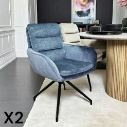 Meubles De Cuisine·Chaises|Chaises Avec Accoudoirs|PALERME Fauteuil de table pivotant en velours taupe (lot de 2)