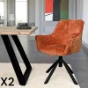 Chaises Avec Accoudoirs|Chaises Contemporaines|IENA Fauteuil de table pivotant tissu terracotta (lot de 2)