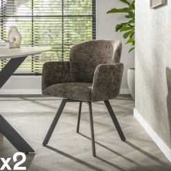 Meubles De Cuisine·Chaises|Meubles De Bureau·Fauteuils De Bureau|CREEK Fauteuil de table pivotant taupe texturé (lot de 2)