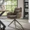 Fauteuils En Tissu|TAJ Fauteuil de table pivotant en velours taupe (lot de 2)