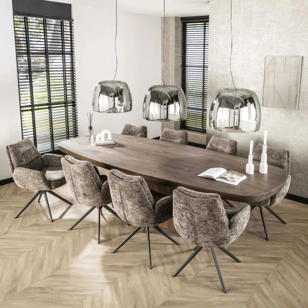 Fauteuils En Tissu|TAJ Fauteuil de table pivotant en velours taupe (lot de 2)