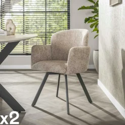 Meubles De Cuisine·Chaises|Meubles De Bureau·Fauteuils De Bureau|CREEK Fauteuil de table pivotant beige texturé (lot de 2)