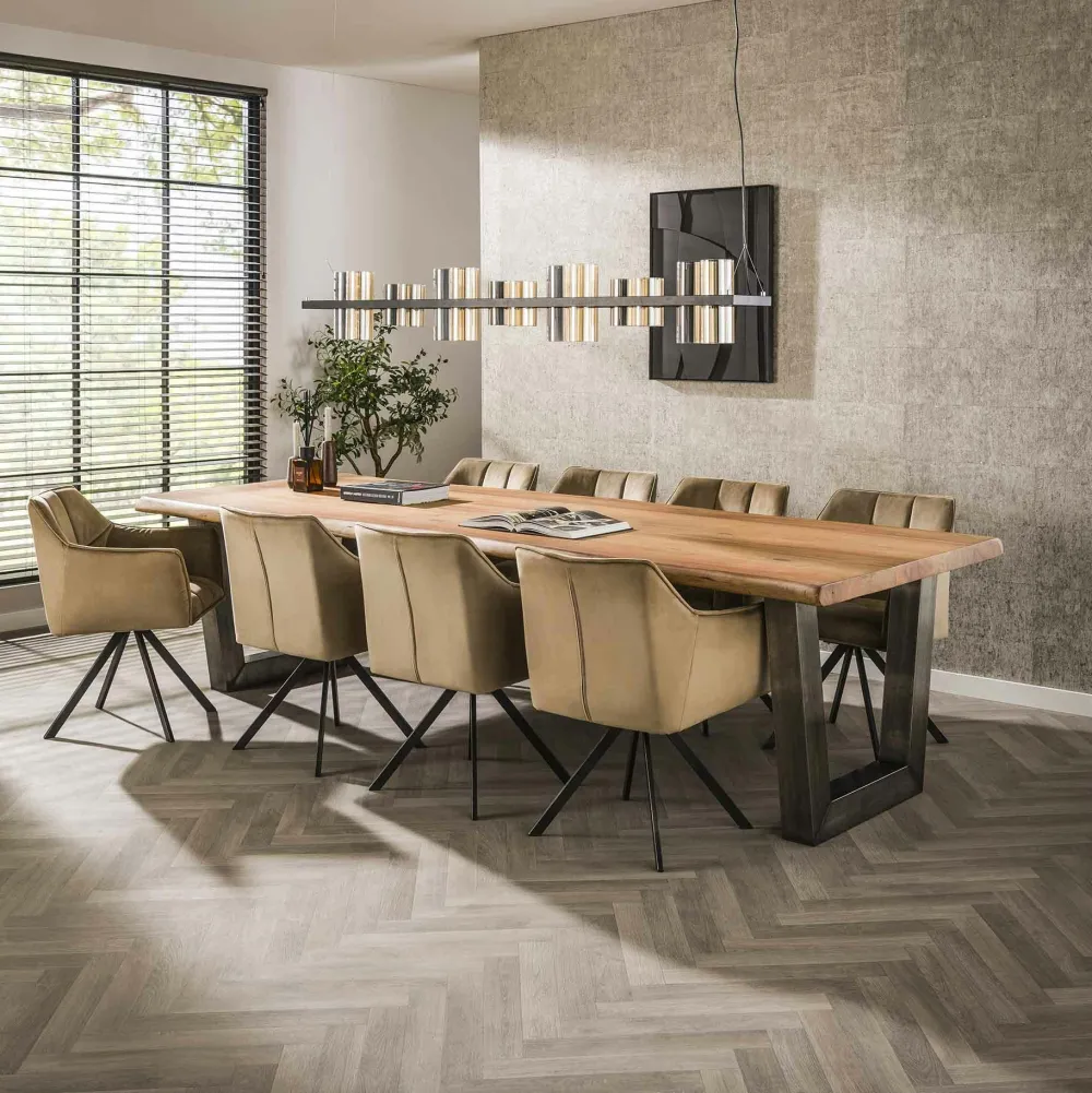 Chaises Avec Accoudoirs|Chaises Contemporaines|Melbourne Fauteuil de table pivotant en velours sable motif damier (lot de 2)