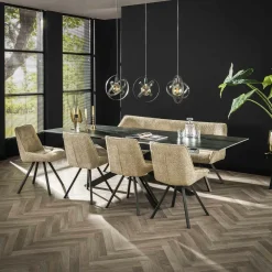 Chaises Contemporaines|Meubles De Cuisine·Chaises|NOVA Fauteuil de table taupe en tissu à larges côtes (lot de 2)