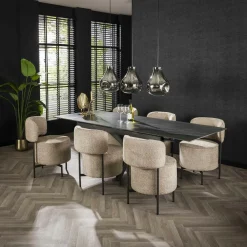 Chaises Contemporaines|Meubles De Cuisine·Chaises|NOVA Fauteuil de table taupe en tissu à larges côtes (lot de 2)