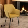 Chaises Avec Accoudoirs|Chaises Contemporaines|MALMOE Fauteuil de table tissu cotelé moutarde (lot de 2)