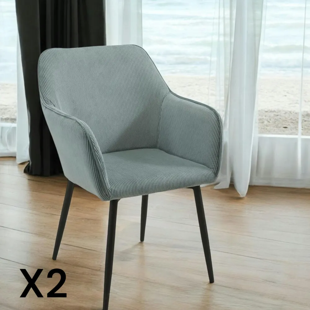 Chaises Avec Accoudoirs|Chaises Contemporaines|MALMOE Fauteuil de table tissu cotelé moutarde (lot de 2)