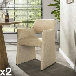 Meubles De Cuisine·Chaises|Meubles De Bureau·Fauteuils De Bureau|CREEK Fauteuil design beige sable à roulettes (lot de 2)
