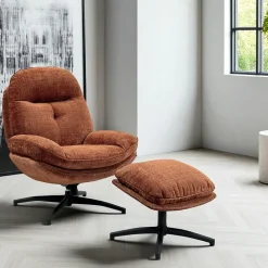 Fauteuils En Tissu|IENA Fauteuil détente rouille pivotant avec repose-pieds
