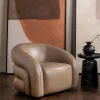 Fauteuils Vintage|Fauteuils En Cuir|BRADFORD Fauteuil en cuir taupe pivotant
